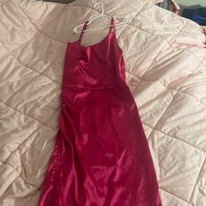 Joyfunear Ruched Drawstring Knot Satin Dress